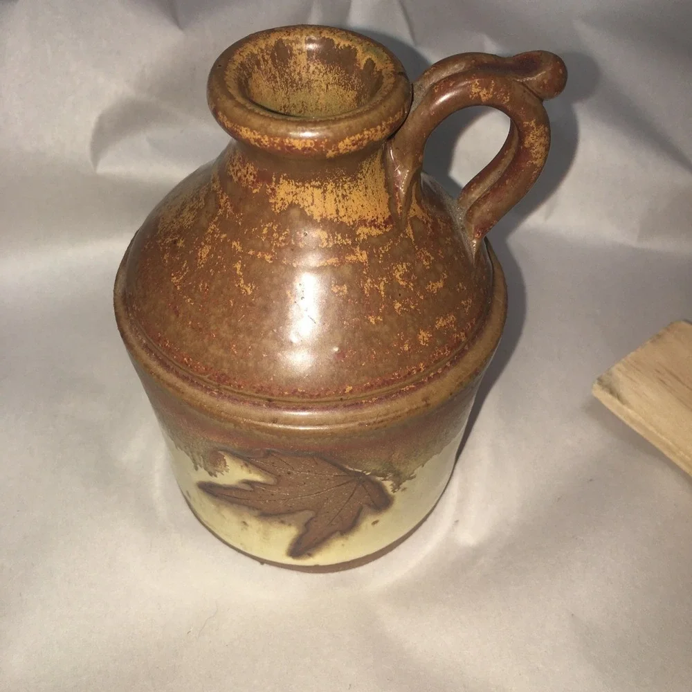 Pottery Jug Handmade Rare Signed Leaf Fall Decor H.‎ Lewine